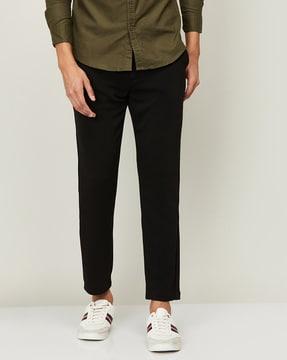 slim fit flat-front trousers