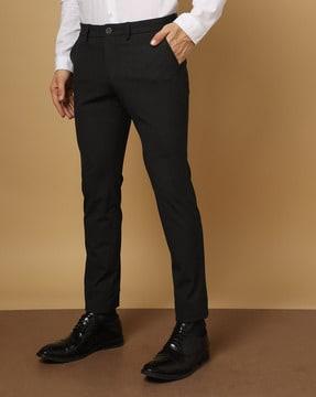 slim fit flat-front trousers