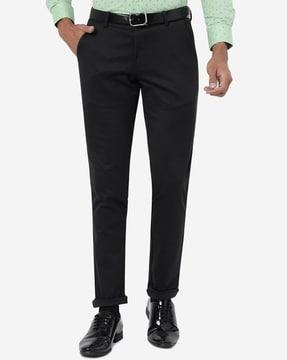 slim fit flat-front trousers