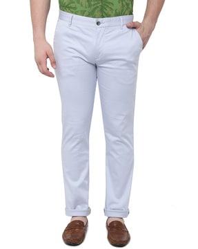 slim fit flat-front trousers