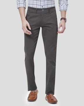 slim fit flat-front trousers