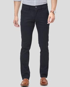 slim fit flat-front trousers