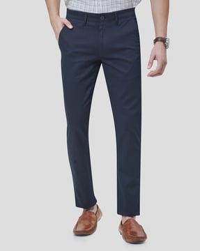 slim fit flat-front trousers