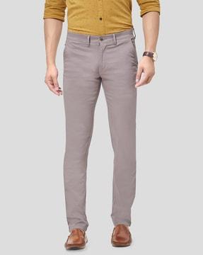 slim fit flat-front trousers