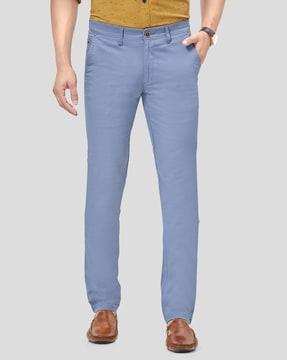 slim fit flat-front trousers