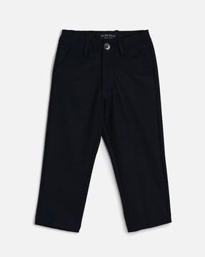 slim fit flat-front trousers