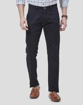 slim fit flat front trousers