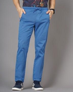 slim fit flat-front trousers