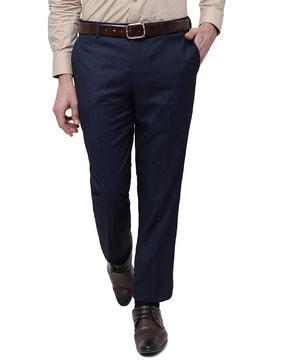 slim fit flat-front trousers