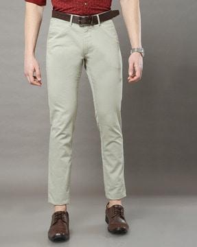 slim fit flat-front trousers