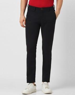 slim fit flat-front trousers