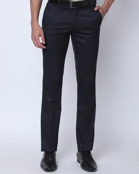 slim fit flat-front trousers