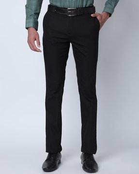 slim fit flat-front trousers