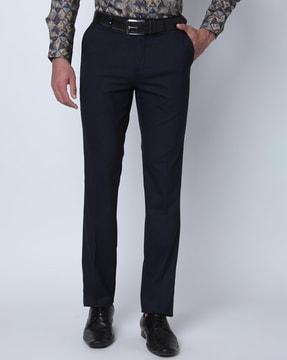 slim fit flat-front trousers