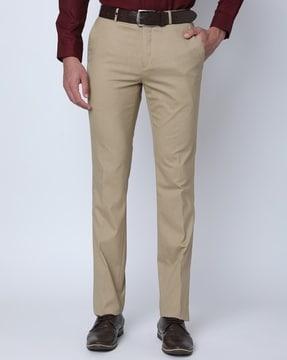 slim fit flat-front trousers