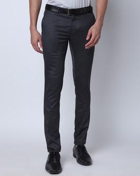 slim fit flat-front trousers