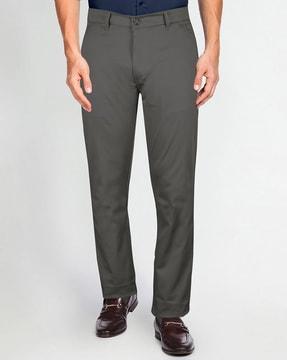 slim fit flat-front trousers