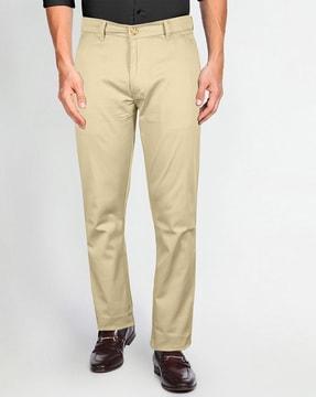 slim fit flat-front trousers