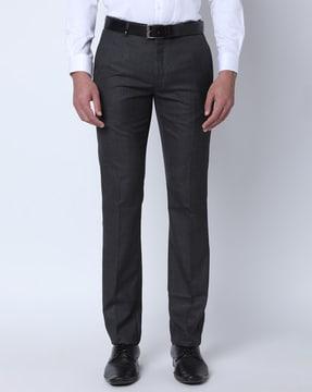 slim fit flat-front trousers