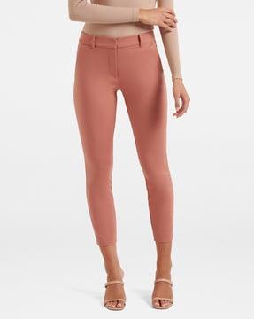 slim fit flat-front trousers