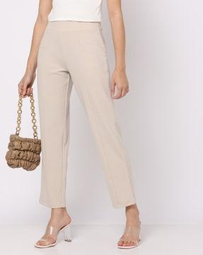 slim fit flat-front trousers