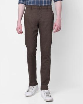 slim fit flat-front trousers