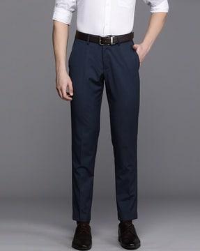 slim fit flat-front trousers