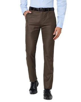 slim fit flat-front trousers