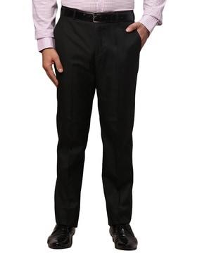 slim fit flat-front trousers