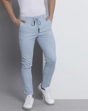 slim fit flat-front trousers