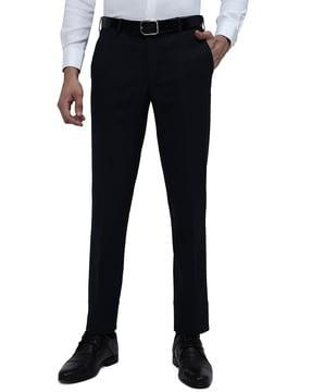 slim fit flat-front trousers