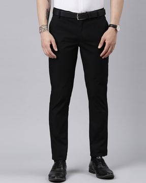 slim fit flat-front trousers