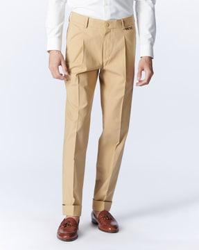 slim fit flat-front trousers