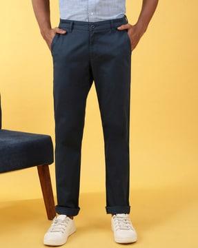 slim fit flat-front trousers