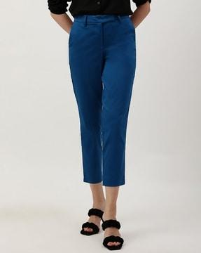 slim fit flat-front trousers