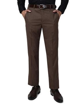 slim fit flat-front trousers