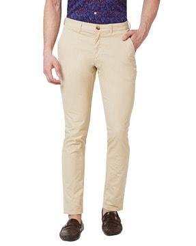 slim fit flat-front trousers