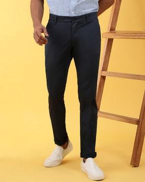 slim fit flat-front trousers