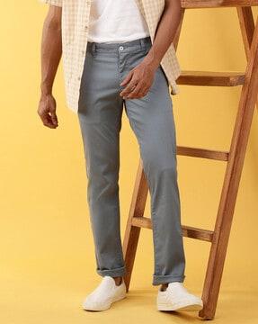 slim fit flat-front trousers