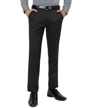 slim fit flat-front trousers