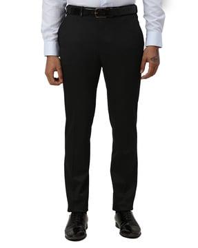 slim fit flat-front trousers