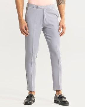 slim fit flat-front trousers