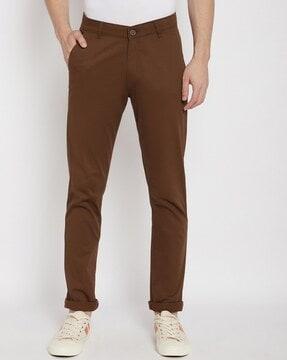 slim fit flat-front trousers