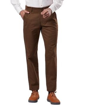 slim fit flat front trousers