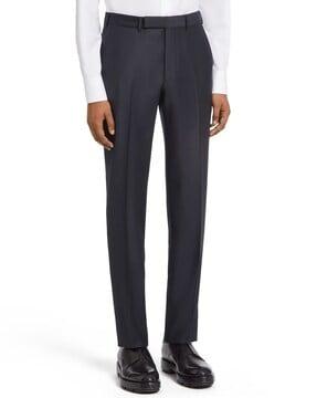 slim fit flat-front trousers