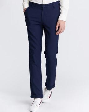 slim fit flat-front trousers