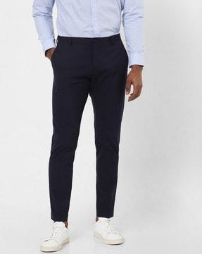 slim fit flat-front trousers