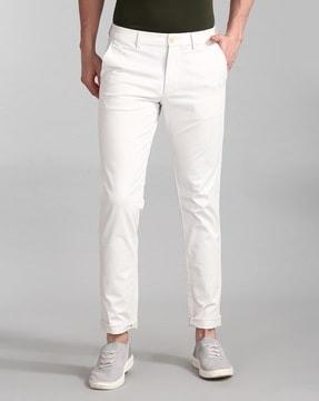 slim fit flat-front trousers