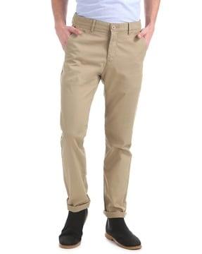 slim fit flat-front trousers