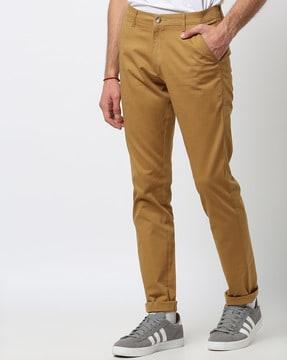 slim fit flat-front trousers